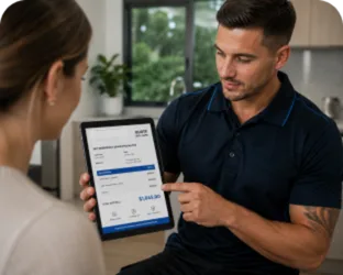 Plumber explaining a service estimate in Wentworthville