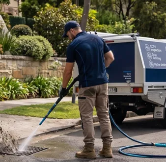 Plumber tracing a drain smell in Wentworthville